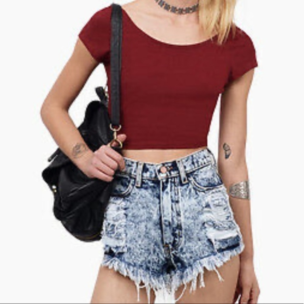 💛 TObi Maroon Burgundy Crop Top S